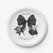 黒モダン弓彼女はそれを紙ラウンドプレート ペーパープレート (正面)