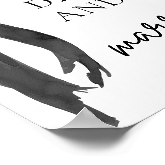 黒モダン弓食べ飲みとBe結婚した Sign ポスター (角)