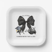 黒モダン弓Sheそれをした紙スクエアプレート ペーパープレート (正面)