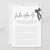 黒モダン弓Who Amブライダルシャワーゲームカード 招待状 (正面)
