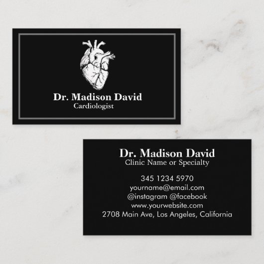 黒モダン心医 名刺 (正面/裏面)