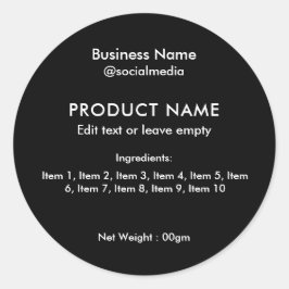 黒モダン成分製品ラベル ラウンドシール