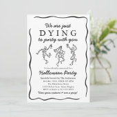 黒モダン手描きスケルトンハローウィンパーティ 招待状 (スタンド正面)