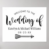 黒モダン手書きスクリプ結婚トへようこそ ポスター (正面)