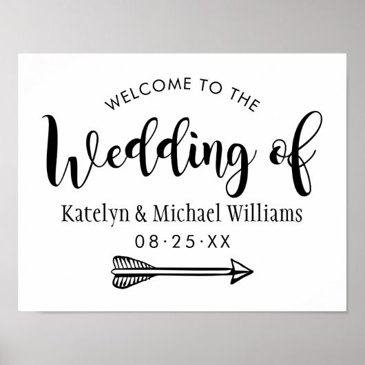 黒モダン手書きスクリプ結婚トへようこそ ポスター (正面)