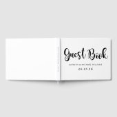 黒モダン手書きスクリプ結婚ト・モノグラム ゲストブック (全面)