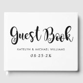 黒モダン手書きスクリプ結婚ト・モノグラム ゲストブック (正面)