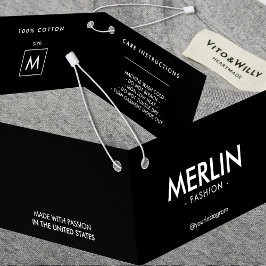 黒モダン折り畳み衣料つるラベル