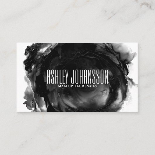 黒モダン抽象芸術ブラシストローク芸術的トレンディー 名刺 (正面)