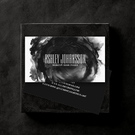 黒モダン抽象芸術ブラシストローク芸術的トレンディー 名刺