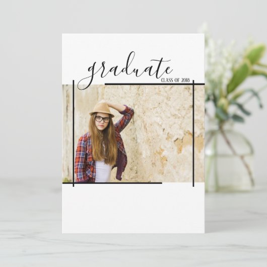 黒モダン抽象芸術卒業写真招待状 招待状 (スタンド正面)