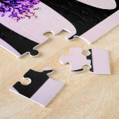 黒モダン数々のシルエットの木の色の葉 ジグソーパズル (側面)