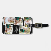 黒モダン数々の写真の家族エレガント贈り物 ラゲッジタグ (正面横)