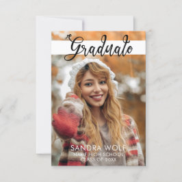 黒モダン文字のエレガント写真卒業 招待状