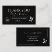 黒モダン文字の注文感謝していユービジネスカード 名刺 (正面/裏面)