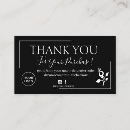 黒モダン文字の注文感謝していユービジネスカード 名刺