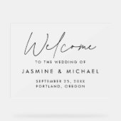 黒モダン文字の結婚歓迎フロステッド アクリルサイン (正面)