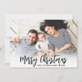 黒モダン文字シンプル2 Photo Christmas シーズンカード (正面)