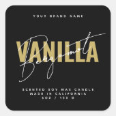 黒モダン文字タイポグラフィキャンドルラベル スクエアシール (正面)