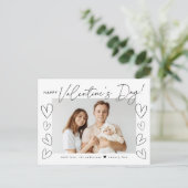 黒モダン文字バレンタインデーの写真 シーズンポストカード (スタンド正面)