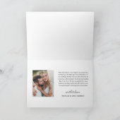 黒モダン文字パーソナライズされた結婚の写真 サンキューカード (内部)