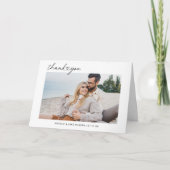 黒モダン文字パーソナライズされた結婚の写真 サンキューカード (正面)