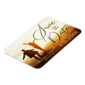 黒モダン文字フォトウェディング日付を保存 マグネット (左側)