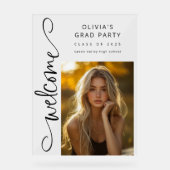 黒モダン文字フォトグラードパーティーへようこそ アクリルサイン (正面)