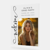 黒モダン文字フォトグラードパーティーへようこそ アクリルサイン (傾斜)