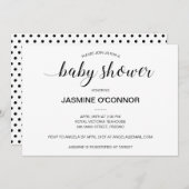 黒モダン文字ベビーシャワー 招待状 (正面/裏面)