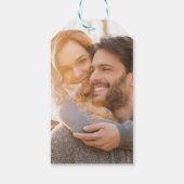 黒モダン文字ベージュ赤面写真ありがとう ギフトタグ (裏面)