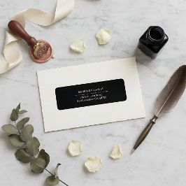 黒モダン文字ミニマル差出人住所 ラベル