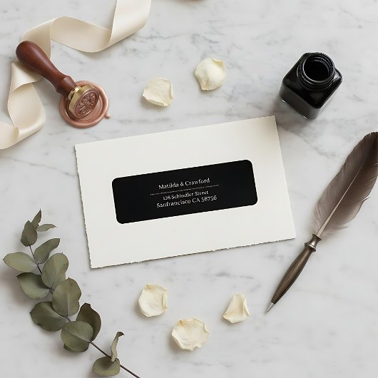 黒モダン文字ミニマル差出人住所 ラベル