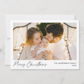 黒モダン文字メリークリスマスフォト シーズンカード (正面)