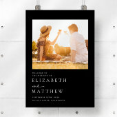 黒モダン文字写真の結婚ウェルカムサイン ポスター