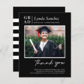 黒モダン文字写真卒業ありがとう (正面/裏面)