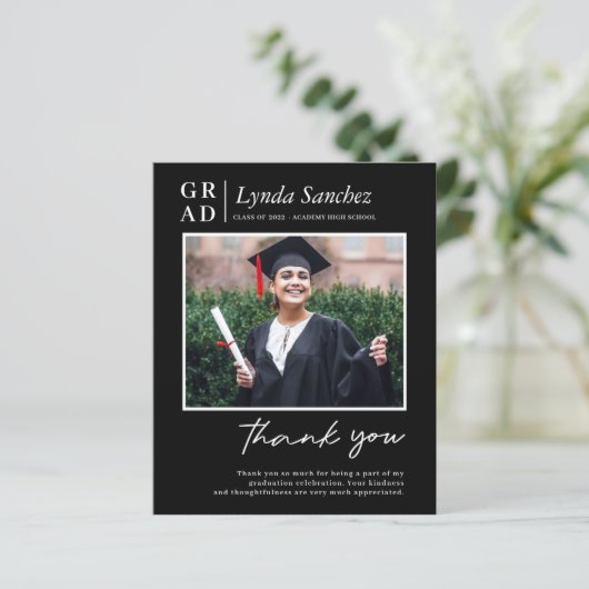 黒モダン文字写真卒業ありがとう (スタンド正面)