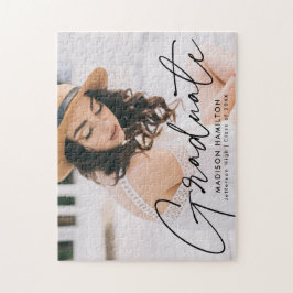 黒モダン文字写真卒業 ジグソーパズル