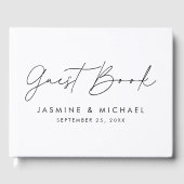黒モダン文字写真結婚の ゲストブック (正面)