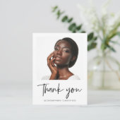 黒モダン文字卒業写真ありがとう ポストカード (スタンド正面)