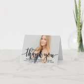 黒モダン文字卒業写真 サンキューカード (正面)