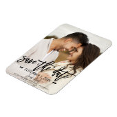 黒モダン文字日付の写結婚真を保存 マグネット (左側)