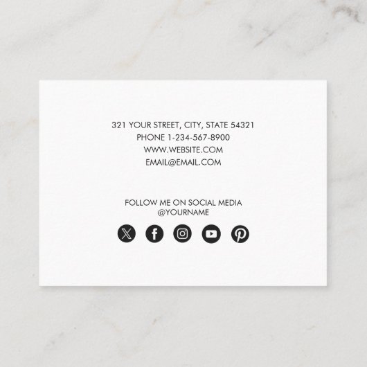 黒モダン文字素朴ソーシャルメディア 名刺 (裏面)