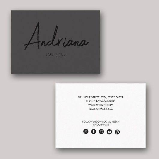 黒モダン文字素朴ソーシャルメディア 名刺