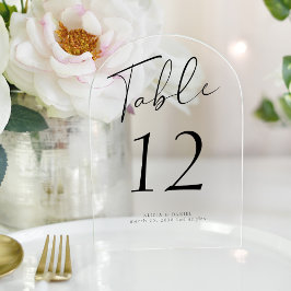 黒モダン文字結婚のアクリルテーブル番号 アクリル招待状