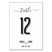 黒モダン文字結婚のテーブル番号座席表 テーブルナンバー (裏面)