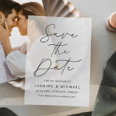 黒モダン文字結婚式の日付を保存 ベラム紙招待状