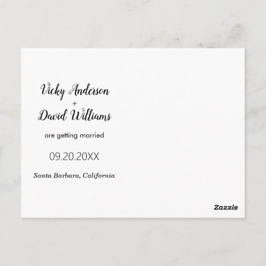 黒モダン文字結婚式Date写真を保存 ポストカード (裏面)