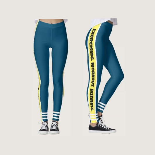 黒モダン文字lネイビーブルーlトレーニング レギンス