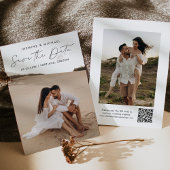 黒モダン文字QRコード2写真 セーブザデート